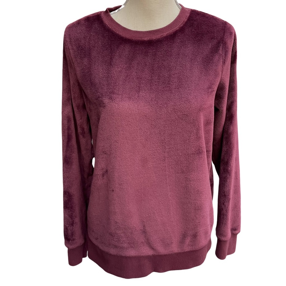 GAIAM Plum Plush Velvet Style Crewneck Sweatshirt (S)